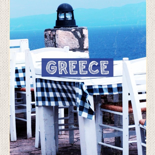 Schild Greece Griechenland Tisch Restaurant Imbiss 12x18 20x30 30x40 Blech/Holz
