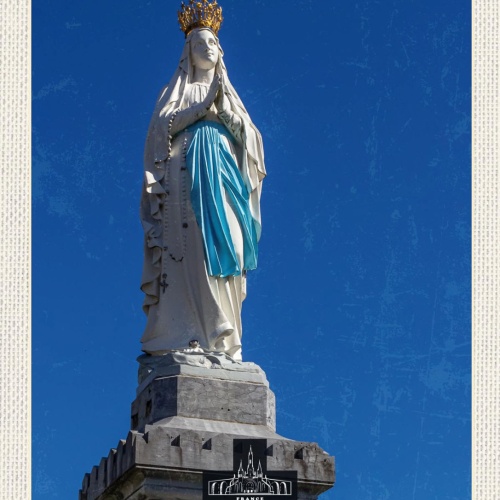 Schild Lourdes France Frankreich Statue Maria 12x18 20x30 30x40 Blech/Holz