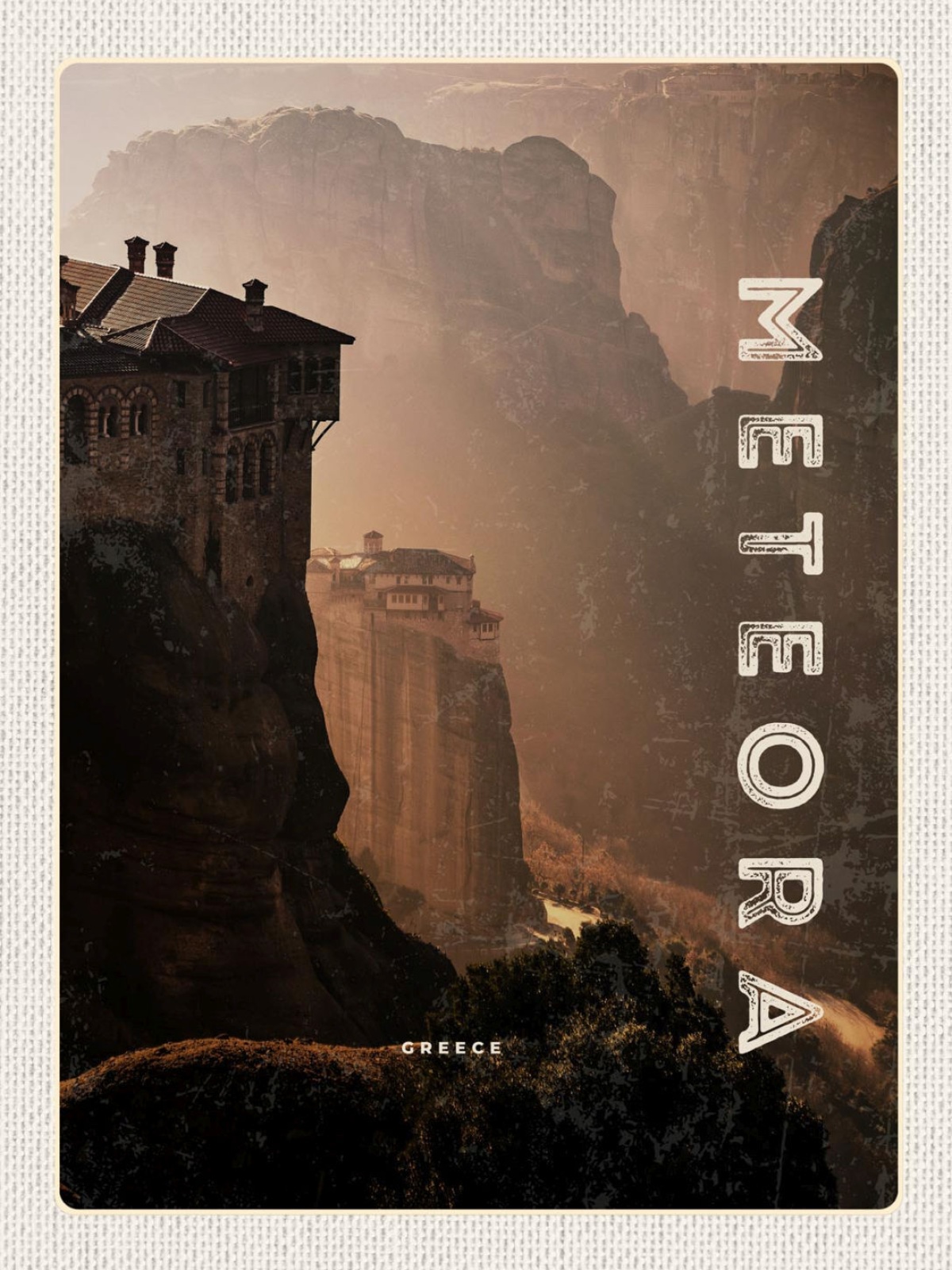 Schild Meteora Greece Griechenland Kloster Felsen 12x18 20x30 30x40 Blech/Holz