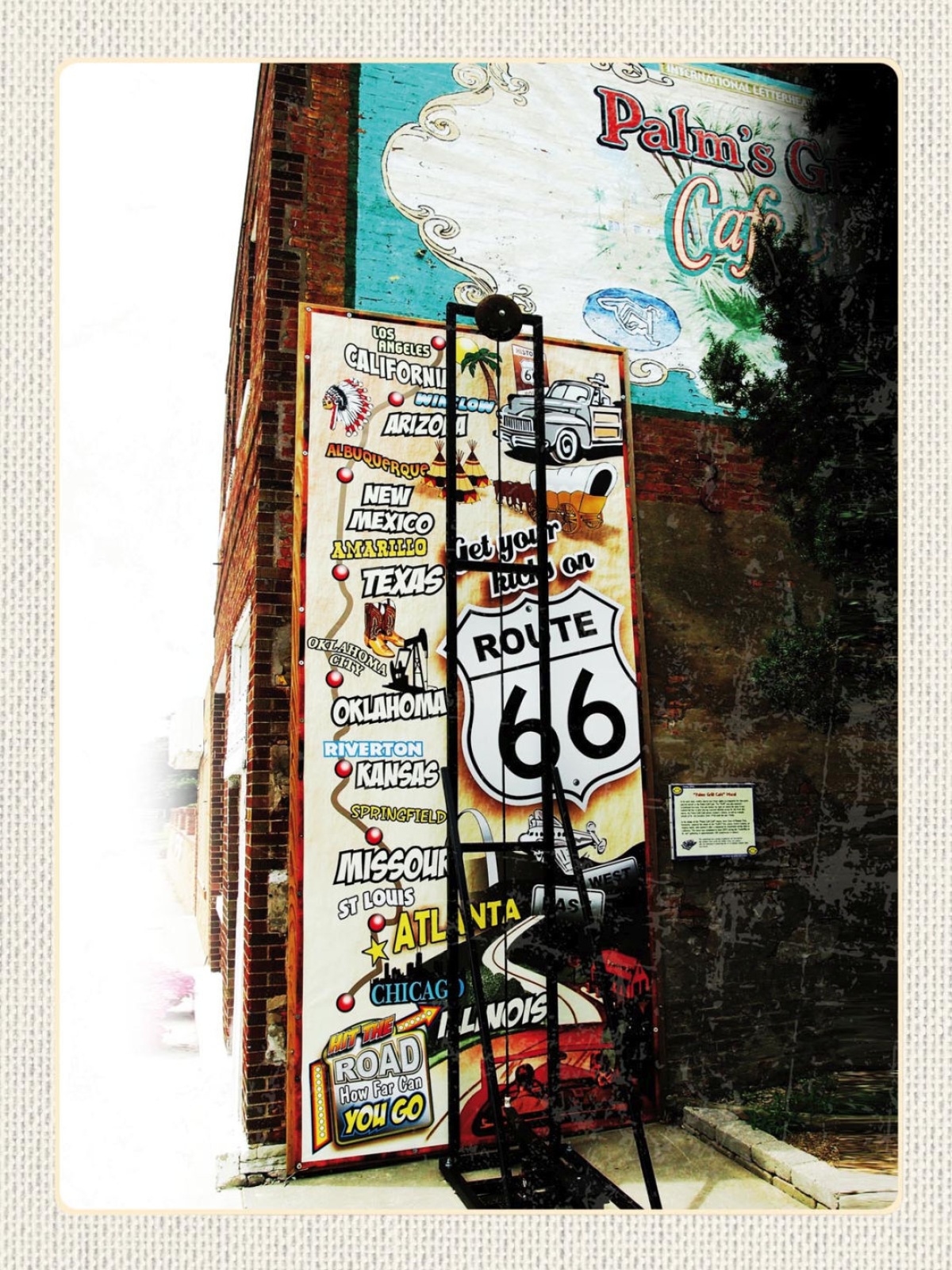 Schild Route 66 Karte Verlauf Straße Highway USA 12x18 20x30 30x40 Blech/Holz