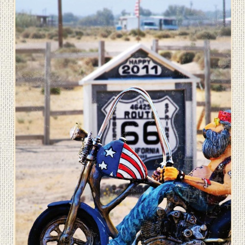 Schild Route 66 Motorrad Fernstraße Highway USA 12x18 20x30 30x40 Blech/Holz