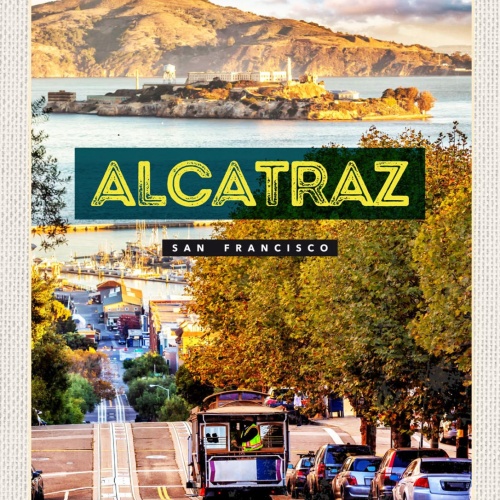 Schild Alcatraz San Francisco Gefängnis Blick USA 12x18 20x30 30x40 Blech/Holz