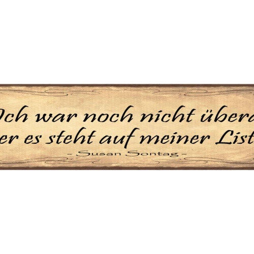 Schild ich war noch nicht überall aber es steht auf meiner liste s.sontag 46x10