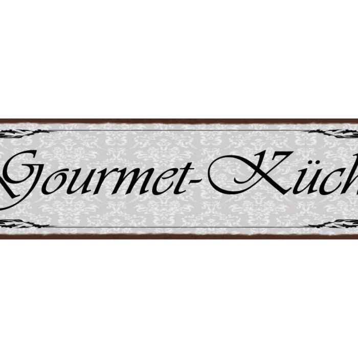 Schild Gourmet Küche Kochen Koch Restaurant Essen Wohnung 46 x 10 Blech od. Holz