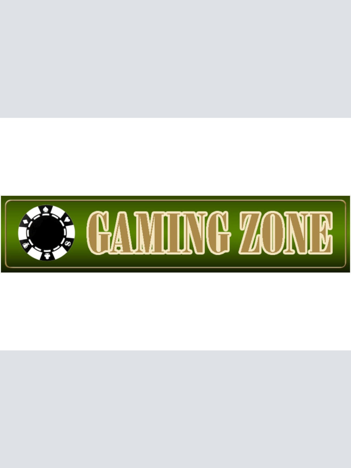 Schild Gaming Zone Spiel Karten Roulette Poker Raum Glück 46 x 10 Blech od. Holz