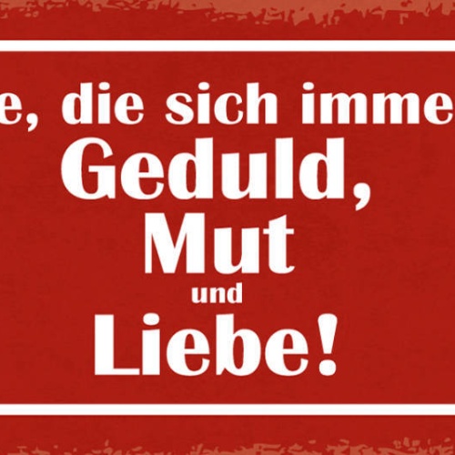 Schild 3 Dinge Die Sich Immer Lohnen Geduld Mut & Liebe 27x10 Blech od.Holz
