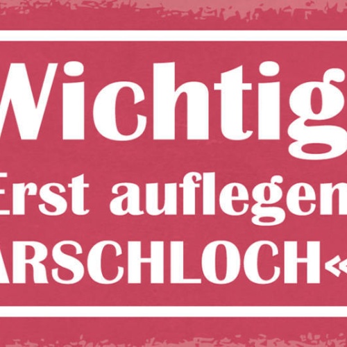 Schild Wichtig Erst Auflegen Dann Arschloch Sagen Telefon 27x10 Blech od.Holz