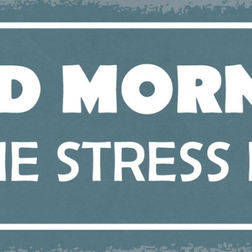 Schild Good Morning Let The Stress Begin Morgen Leben Arbeit 27x10 Blech od.Holz