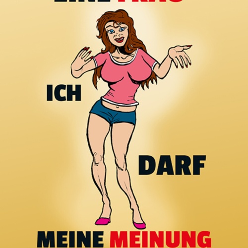 Schild Spruch Ich bin eine Frau Ich darf meine Meinung alle 3 Minuten ändern JW