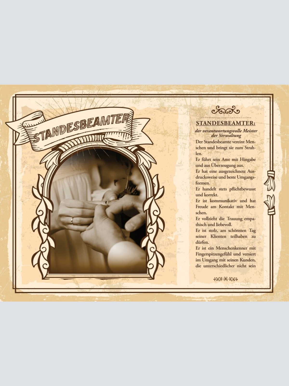 Schild Standesbeamter Beruf Standesamt Urkundung 12x18 20x30 30x40 Blech/Holz