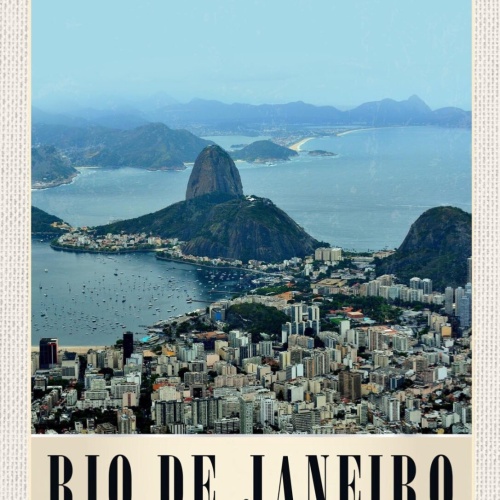 Schild Rio De Janeiro Brazil Brasilien Stadt Berg 12x18 20x30 30x40 Blech/Holz