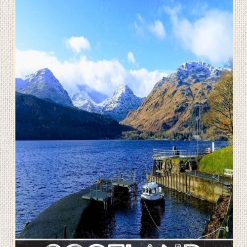 Schild Scotland UK Schottland GB Landschaft Schiff 12x18 20x30 30x40 Blech/Holz