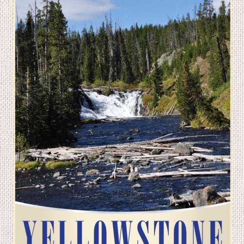 Schild Yellowstone USA National Park Wasserfall 12x18 20x30 30x40 Blech/Holz