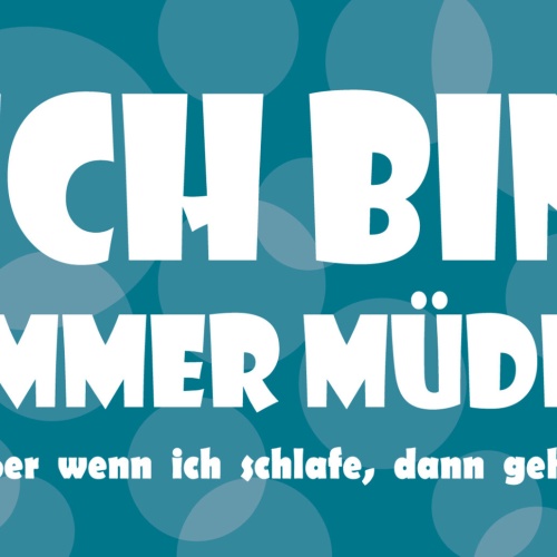 Schild Spruch Ich bin immer müde Außer wenn ich schlafe dann geht's JW