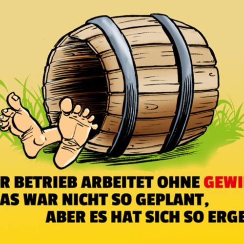 Schild Spruch Dieser Betrieb arbeitet ohne Gewinn Das war nicht so geplant JW