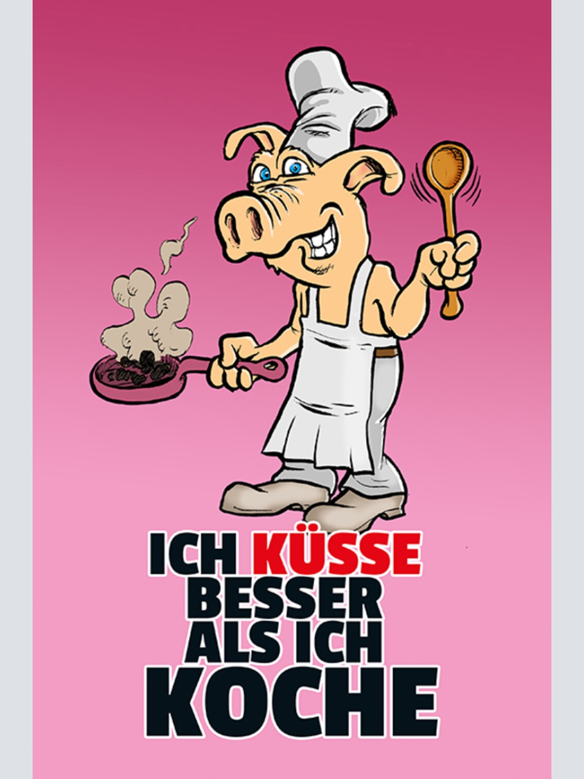 Schild Spruch Ich küsse besser als ich koche Schwein JW