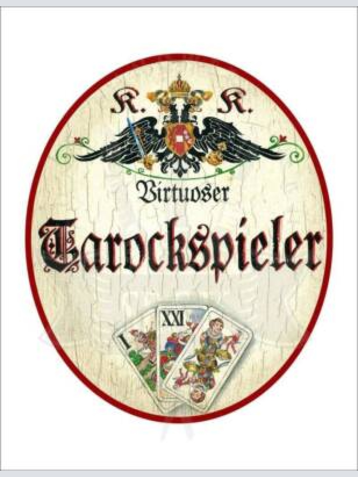 Kuk nostalgie holzschild "virtuoser tarockspieler" spielkarten