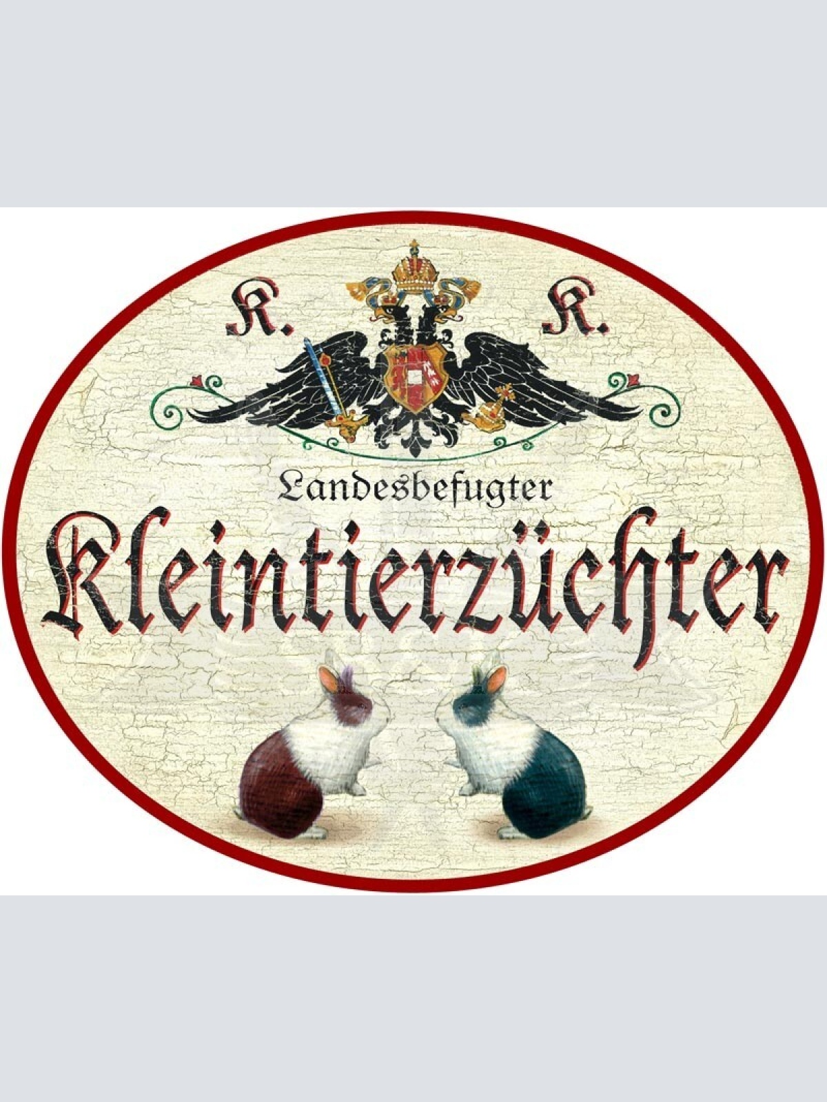KuK Nostalgie Holzschild "Landesbefugter Kleintierzüchter" Kaninchen Hasen
