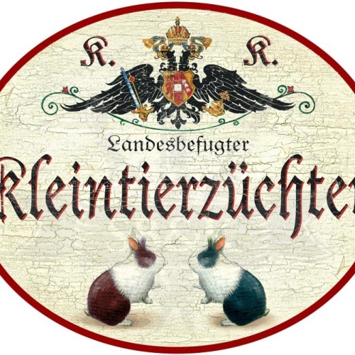 KuK Nostalgie Holzschild "Landesbefugter Kleintierzüchter" Kaninchen Hasen