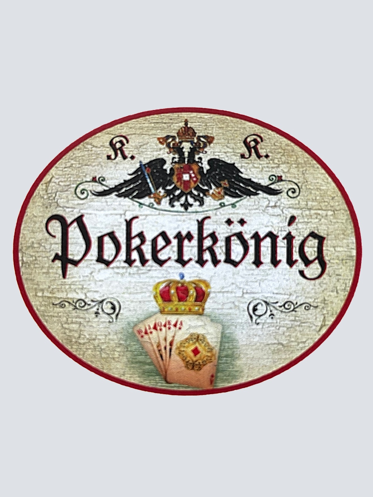 KuK Nostalgie Holzschild "Pokerkönig" Krone Spielkarten