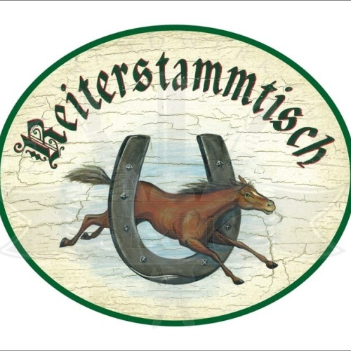 KuK Nostalgie Holzschild "Reiterstammtisch" Hufeisen