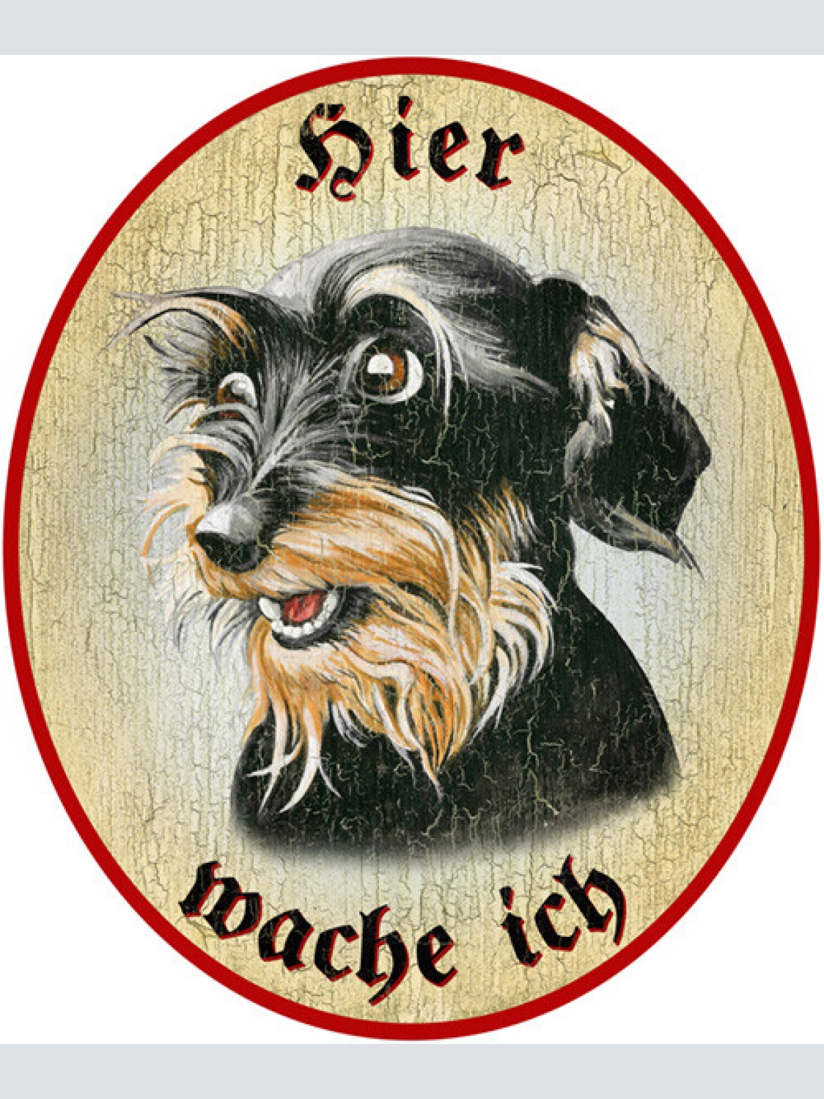 KuK Nostalgie Holzschild "Hier wache ich" Rauhaardackel Hund