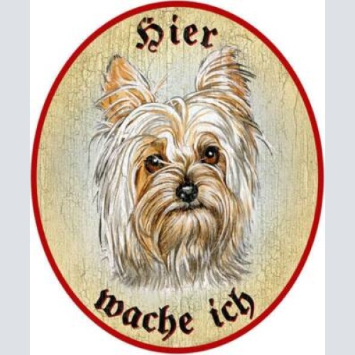 Kuk nostalgie holzschild "hier wache ich" westhighland terrier hund