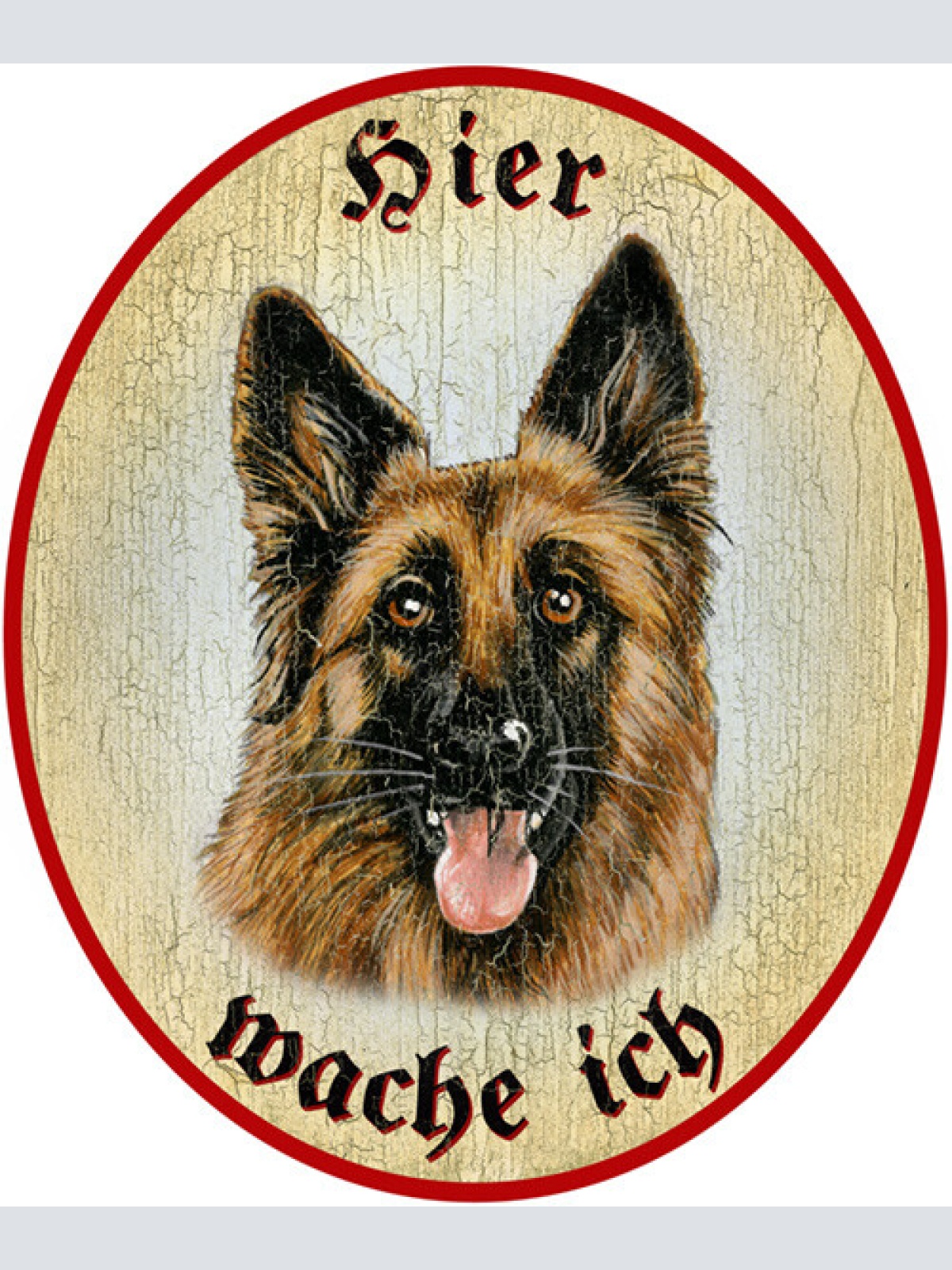 KuK Nostalgie Holzschild "Hier wache ich" Deutscher Schäferhund