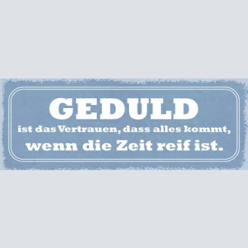 Schild geduld ist das vertrauen das alles kommt wenn die zeit reif ist 27x10