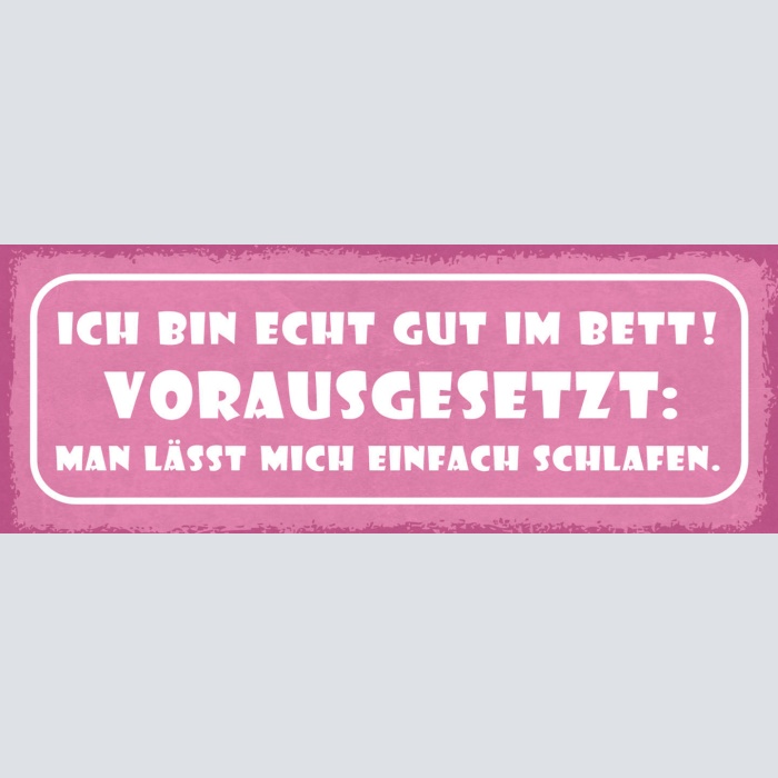 Schild Ich Bin Echt Gut Im Bett Vorausgesetzt Man Lässt Mich Einfach Schlafen