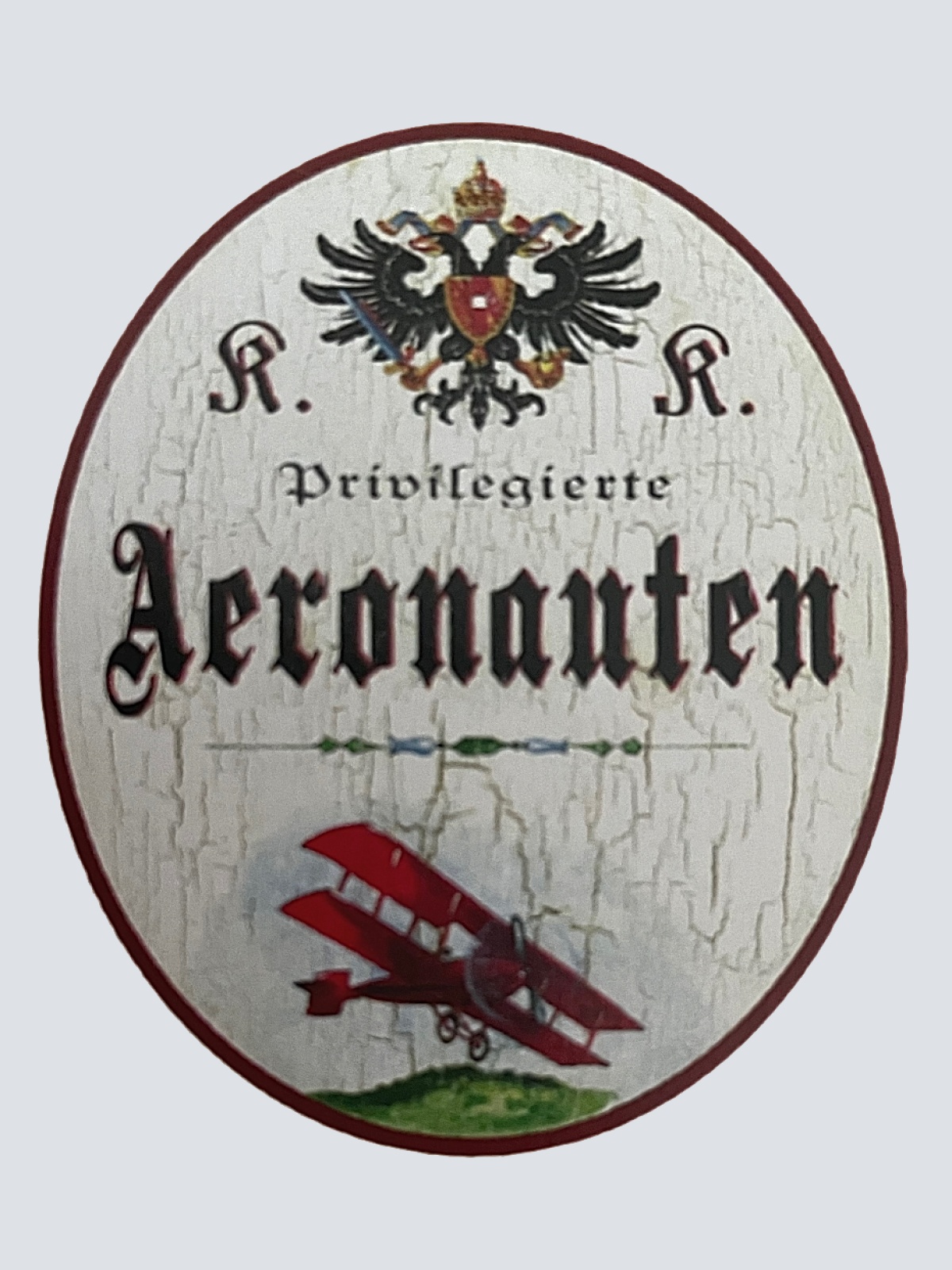 KuK Nostalgie Holzschild "Privilegierte Aeronauten" Flugzeug Doppeldecker