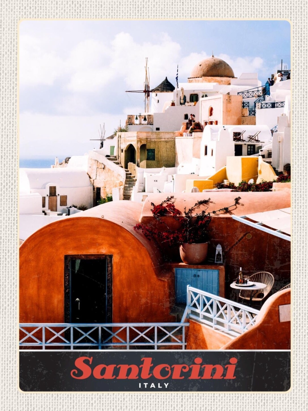 Schild Santorini "Italy" Greece Griechenland Oia 12x18 20x30 30x40 Blech/Holz