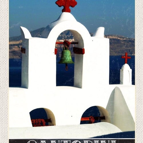 Schild Santorini Greece Griechenland Kapelle Oia 12x18 20x30 30x40 Blech/Holz