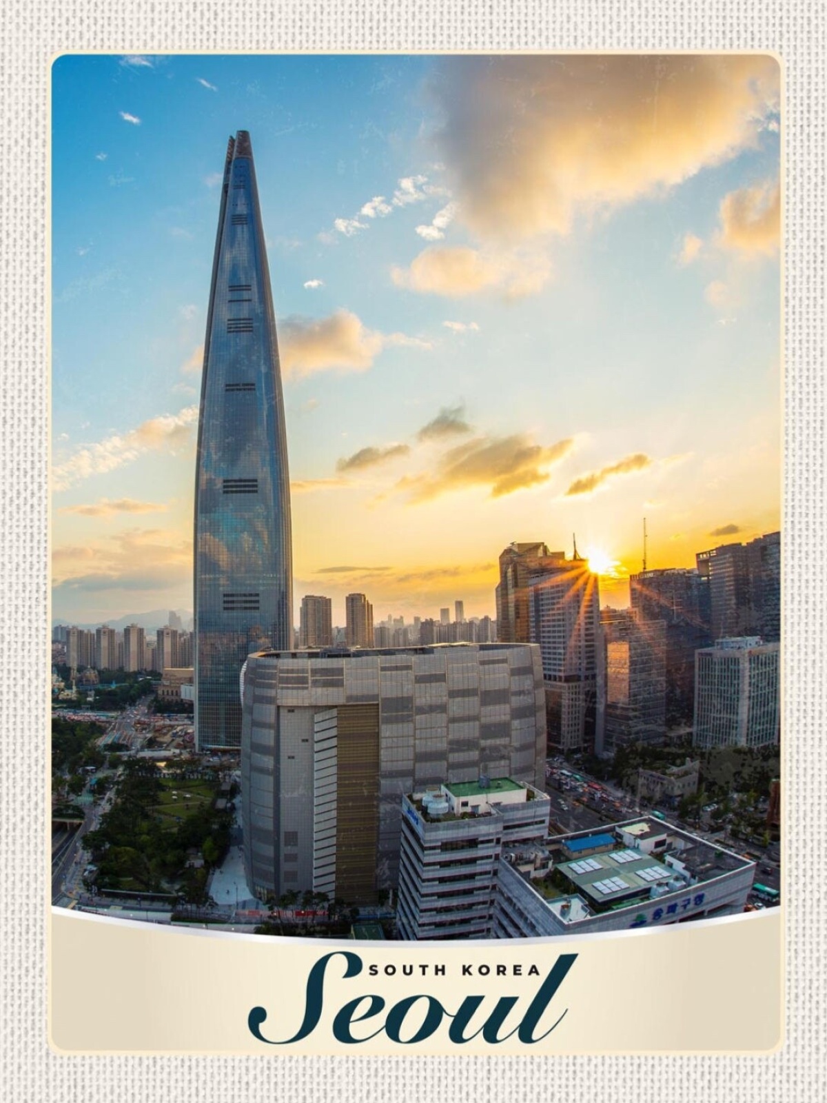 Schild Seoul South Korea Südkorea Lotte World Tower 12x18 20x30 30x40 Blech/Holz