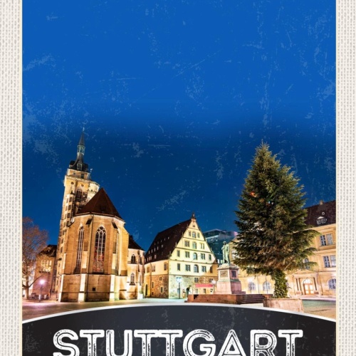 Schild Stuttgart Germany Deutschland Stadt Nacht 12x18 20x30 30x40 Blech/Holz