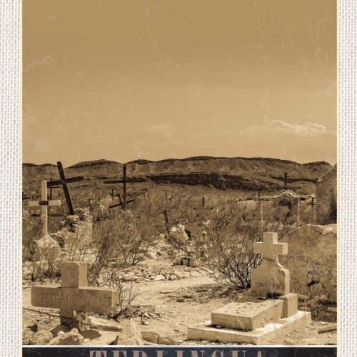Schild Terlingua USA Texas Friedhof Gräber Stadt 12x18 20x30 30x40 Blech/Holz