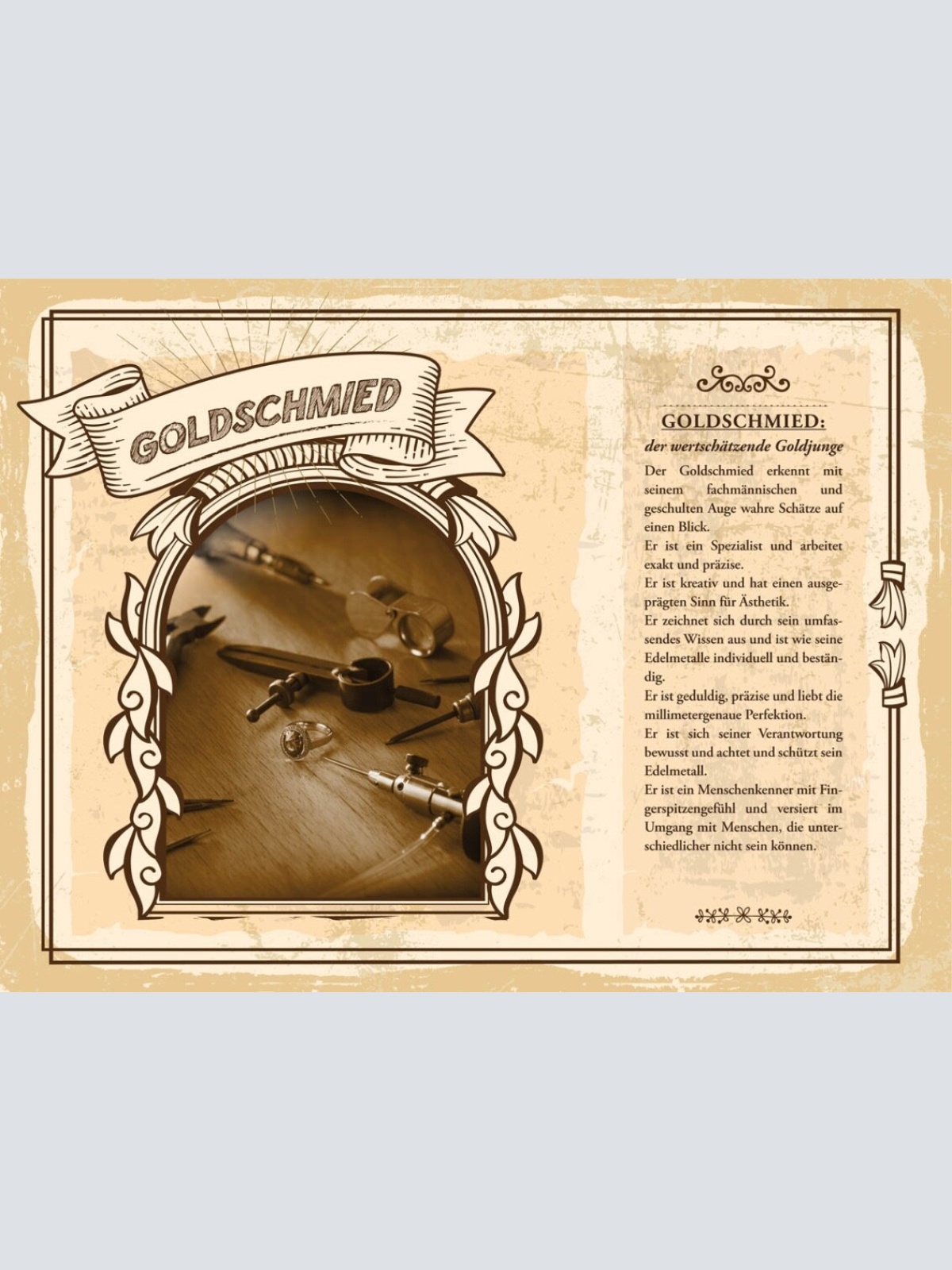 Schild Goldschmied Beruf Goldschmiede Schmuck 12x18 20x30 30x40 Blech/Holz