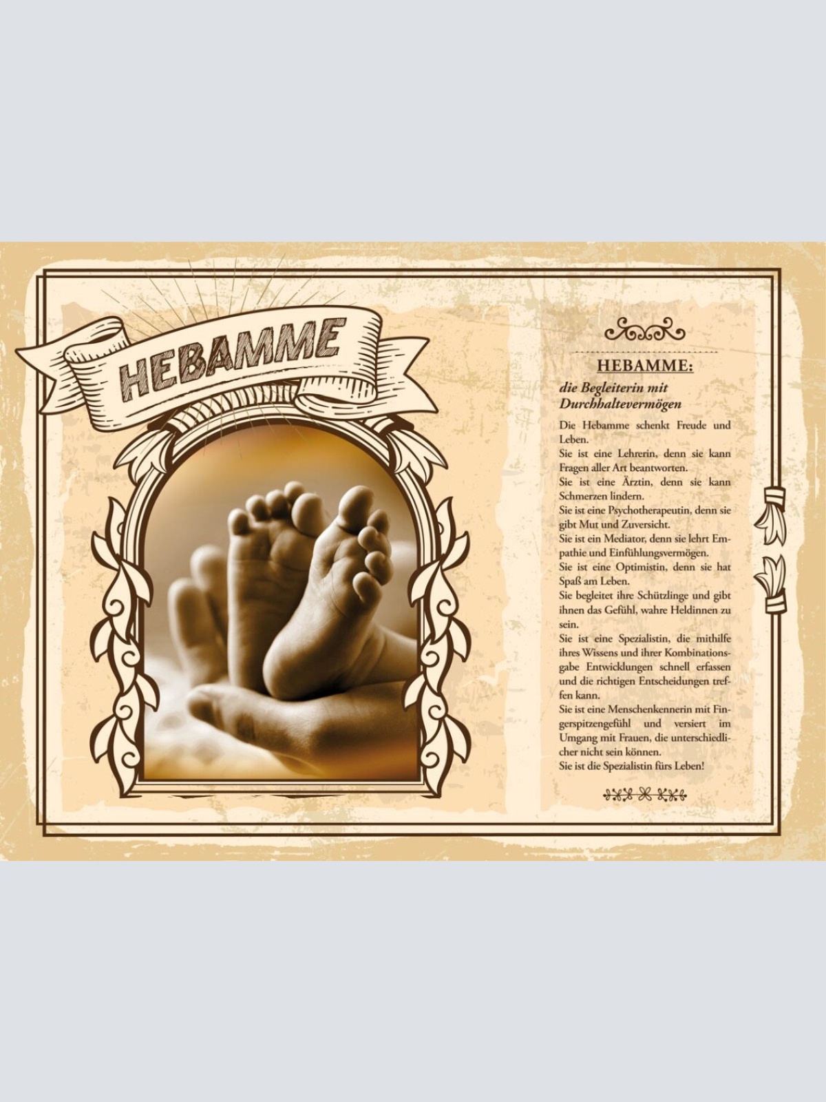 Schild Hebamme Beruf Entbindungspfleger Geburt Baby 12x18 20x30 30x40 Blech/Holz