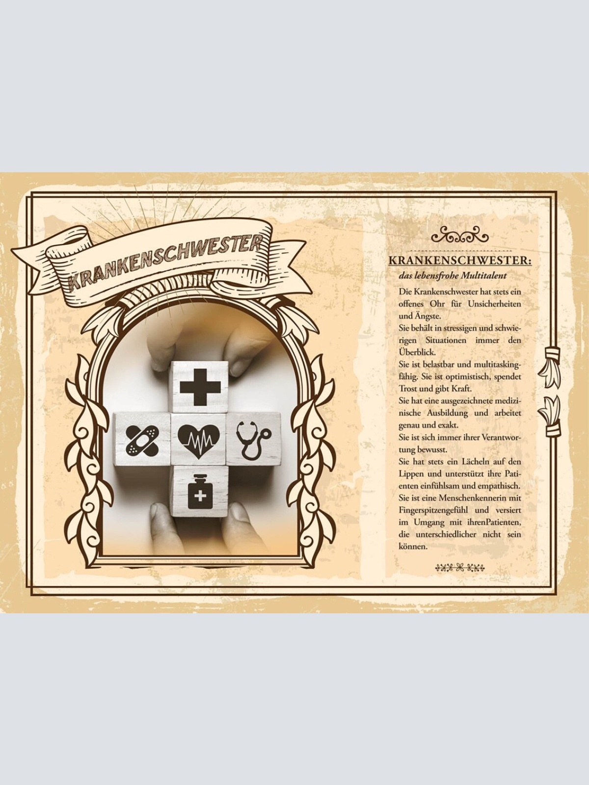 Schild Krankenschwester Beruf Krankenpflegerin 12x18 20x30 30x40 Blech/Holz