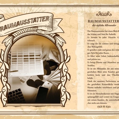 Schild Raumausstatter Beruf Dekorateur Gestaltung 12x18 20x30 30x40 Blech/Holz