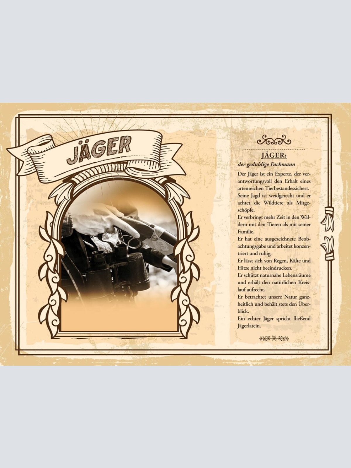 Schild Jäger Beruf Förster Jagd Tiere Wald Natur 12x18 20x30 30x40 Blech/Holz