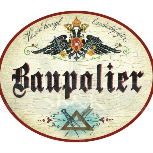 KuK Nostalgie Holzschild - Landesbefugter Baupolier - Zirkel Feder TH