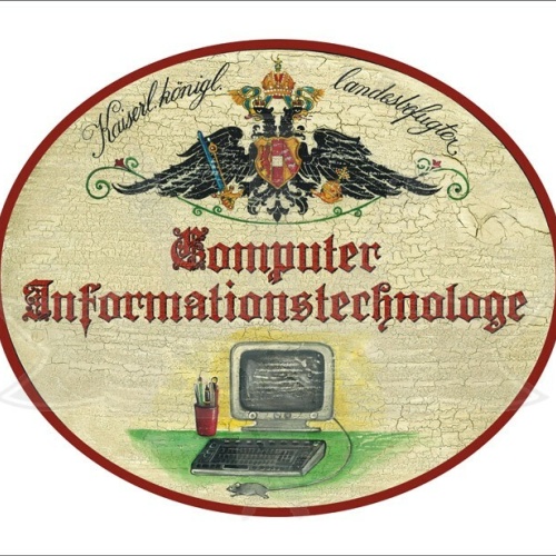 KuK Nostalgie Holzschild - Landesbefugter Computer Informationstechnologe TH