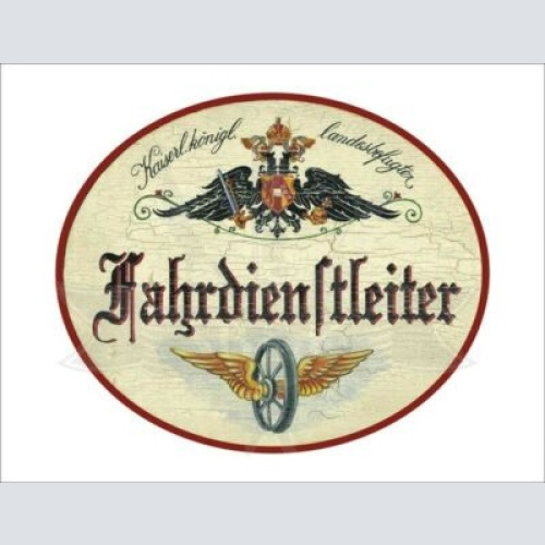 KuK Nostalgie Holzschild - Landesbefugter Fahrdienstleiter - Flügelrad TH