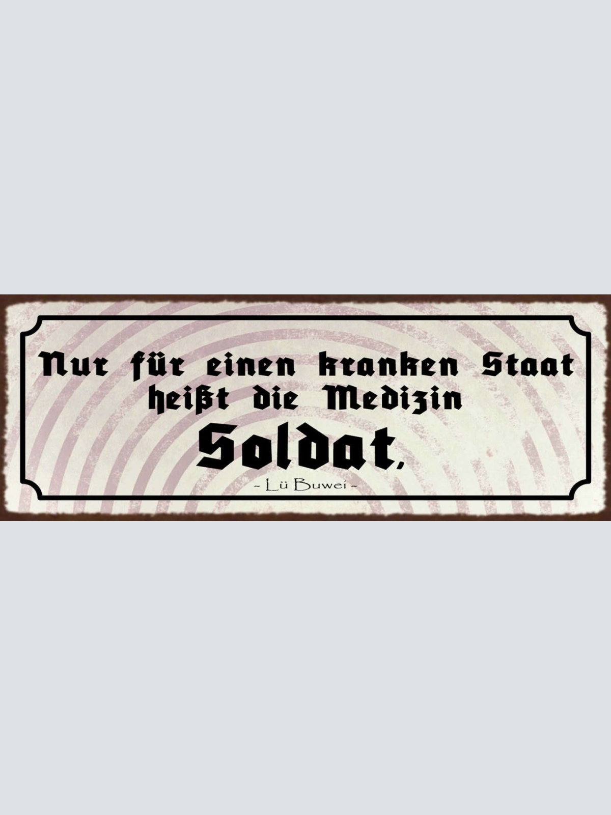 Schild Nur Für Einen Kranken Staat Heißt Die Medizin Soldat 27x10 Blech od.Holz