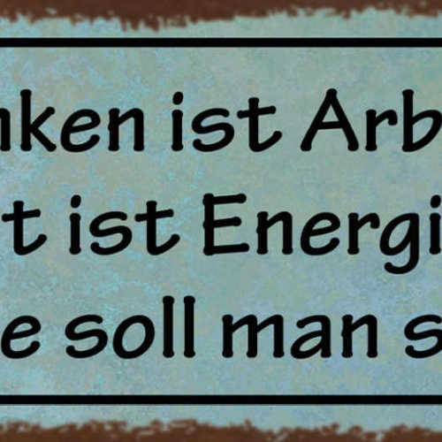Schild Denken Ist Arbeit Arbeit Ist Energie Soll Man Sparen 27x10 Blech od.Holz