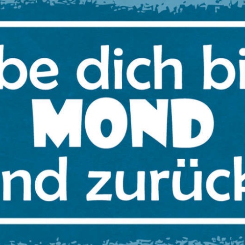 Schild Ich Liebe Dich Bis Zum Mond & Zurück Ehe Paar 27x10 Blech od.Holz