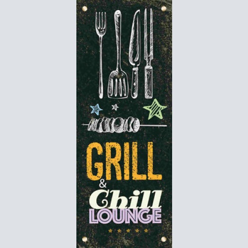 Schild grill & chill lounge grillen entspannen erholung bbq 27x10 blech od.holz