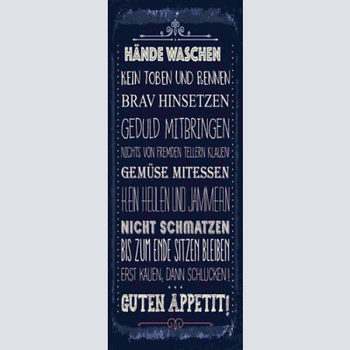 Schild guten appetit hände waschen nicht schmatzen kauen 27x10 blech od.holz