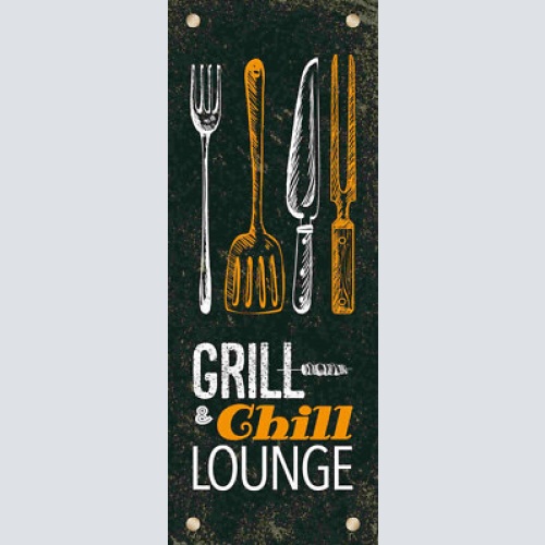 Schild grill & chill lounge grillen entspannen erholung bbq 27x10 blech od.holz